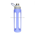 Custom 1000 ml reusable silicone sleeve sport water bottle container with flip